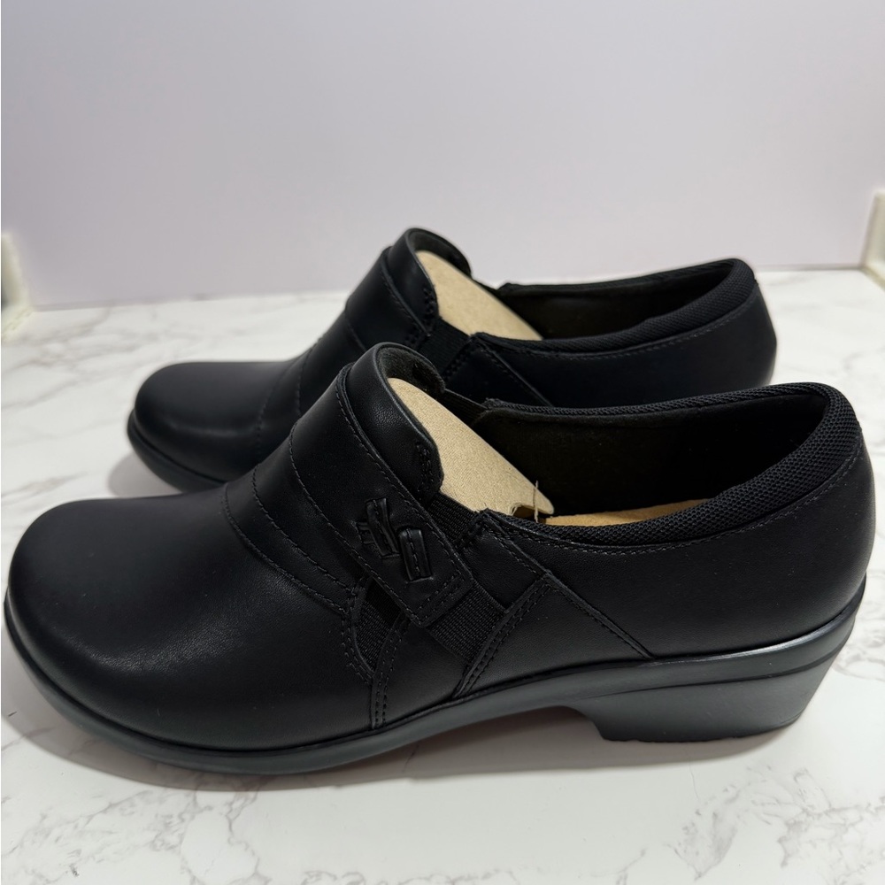 NIB Clarks Angie Pearl Black Leather Slip-On Shoe -- 9W - Picture 3 of 10